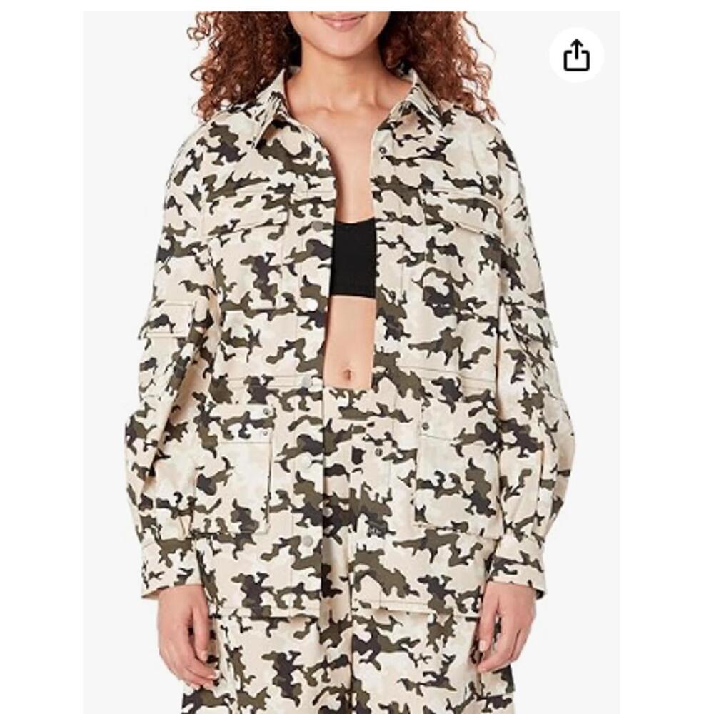 NWT The Drop Women's Camouflage Print Cargo Oversized Jacket w/Jennylinnnn SZ XL